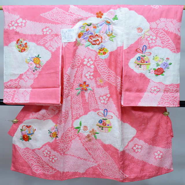 安価 ワタナベ お宮参り産着 正絹 のしめ 女児 着物 高級 絞り 総刺繍