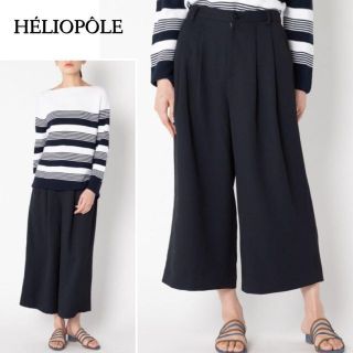 エリオポール(heliopole)の着心地も♪体型カバーも♪　リラックスガウチョパンツ　M　ネイビー(バギーパンツ)