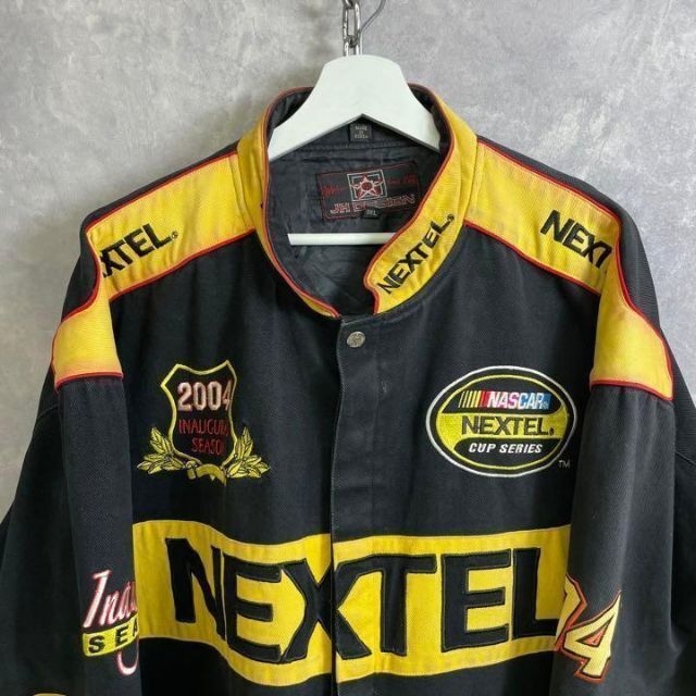 ビンテージレーシングジャケット 90s 黒 黄色 3XL 大きい スタジャン