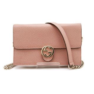 グッチ(Gucci)の美品 グッチ 長財布 2way チェーンストラップ ウォレット ピンク(ショルダーバッグ)