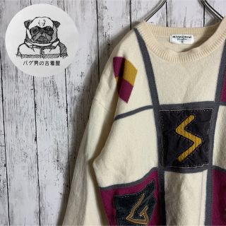 マンシングウェア(Munsingwear)の【入手困難】古着 90s メンズ ニット セーター XL 太アーム 希少デザイン(ニット/セーター)