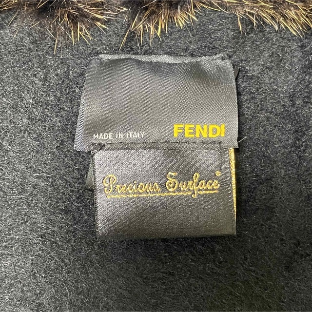 FENDI フェンディ カシミヤ ミンク ストール マフラー ゴールド ブラック-