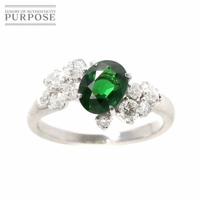 大人女性の リング 10号 ガーネット 1.21ct ダイヤ 0.51ct Pt プラチナ