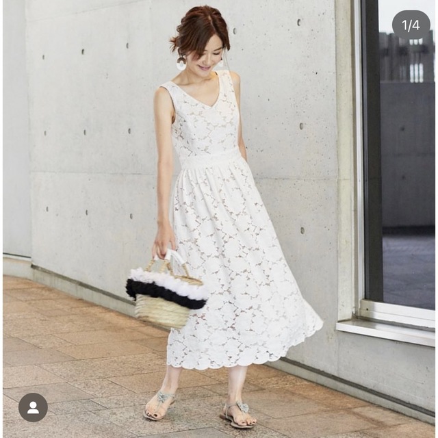 OBLI - 新品 OBLI オブリ レースノースリーブワンピース ホワイト F