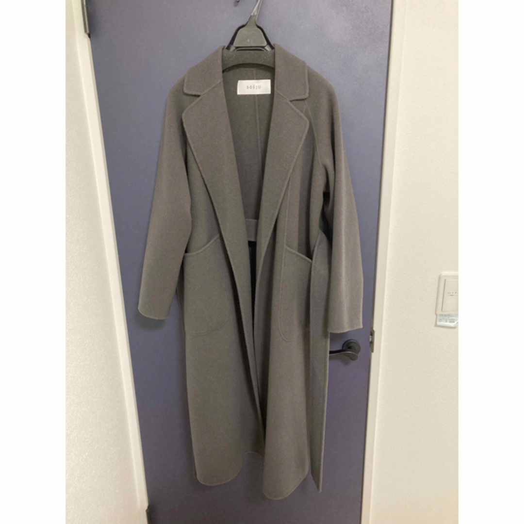 高級品 ソージュ soeju ウールリバーロングコート チャコールS asakusa