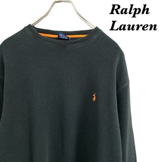 ポロラルフローレン(POLO RALPH LAUREN)の【希少カラー】ポロラルフローレン 刺繍ロゴ ロングtシャツ ブラック M(Tシャツ/カットソー(七分/長袖))