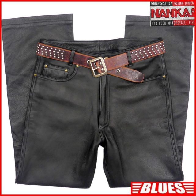 レザーパンツ バイク 本革 NANKAI メンズ 黒 W32 本皮 AS110