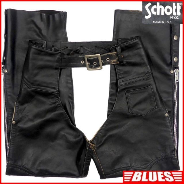 Schott表記SIZEアメリカ製 Schott ショット レザーパンツ 本革 チャップス SJ1514