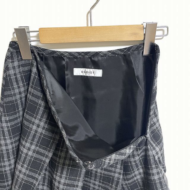 EGOIST(エゴイスト)のエゴイスト EGOIST スカート プリーツ ミニ チェック ウール混 S グレ レディースのスカート(ミニスカート)の商品写真