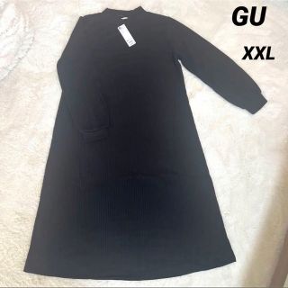 ジーユー(GU)の☆専用☆GU リブAラインワンピース(長袖)　黒　XXL(ロングワンピース/マキシワンピース)