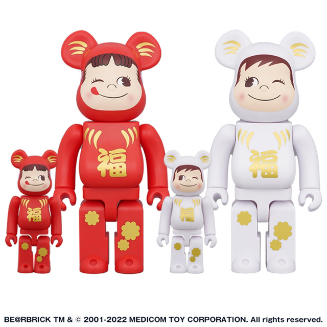 MEDICOM TOY(メディコムトイ)のBE@RBRICK 達磨 ペコちゃん&ポコちゃん 100% & 400% エンタメ/ホビーのフィギュア(その他)の商品写真