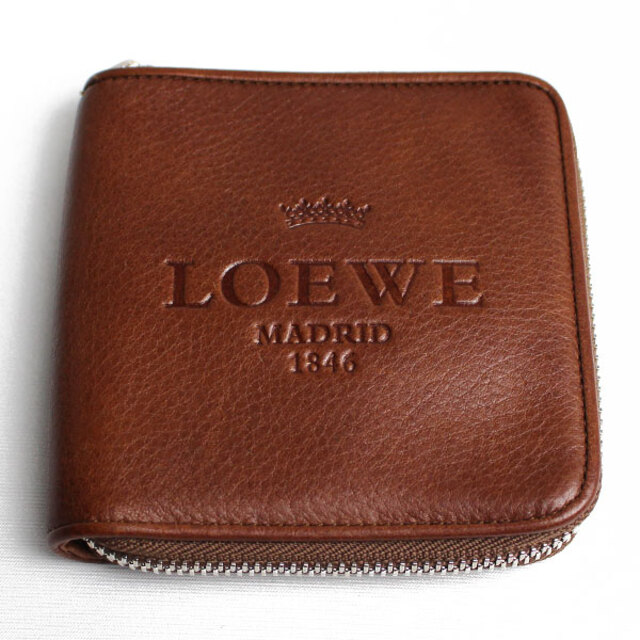 LOEWE ロエベ ロゴ ラウンドファスナー 二つ折り財布 ブラウン 176.79.D05 メンズ