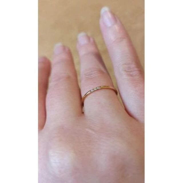 k18色ゴールド ピンキー ファインリング結婚指輪czダイヤモンド細目ステンレス レディースのアクセサリー(リング(指輪))の商品写真