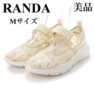 ランダ(RANDA)のRANDA フラワーレース ストレスフリー 刺繍デザインスニーカー M 美品 靴(スニーカー)