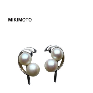 ミキモト(MIKIMOTO)のミキモト　2粒パール　イヤリング　あこや真珠　シルバー　良品　2P(イヤリング)