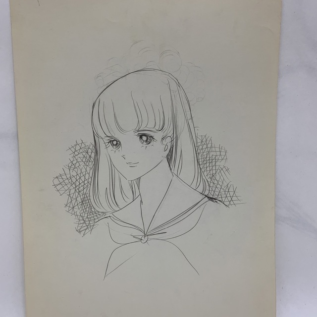 漫画家・大島弓子の鉛筆原画(2枚・1枚は裏表に作画)