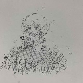 漫画家・大島弓子の鉛筆原画(2枚・1枚は裏表に作画)(少女漫画)