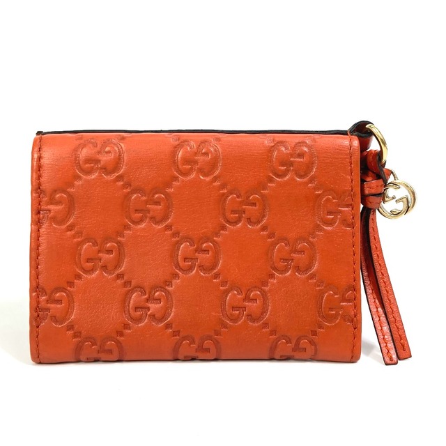 グッチ GUCCI ビジネス 323401 GG/ロゴ/マイクログッチ 定期入れ カードケース シマレザー オレンジ