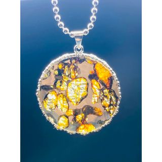 王冠&十二芒星 パラサイト隕石　32㍉　最高品質　セリコ隕石(ネックレス)