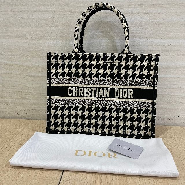 ディオール Dior ブックトート 千鳥柄 極美品 ミディアム