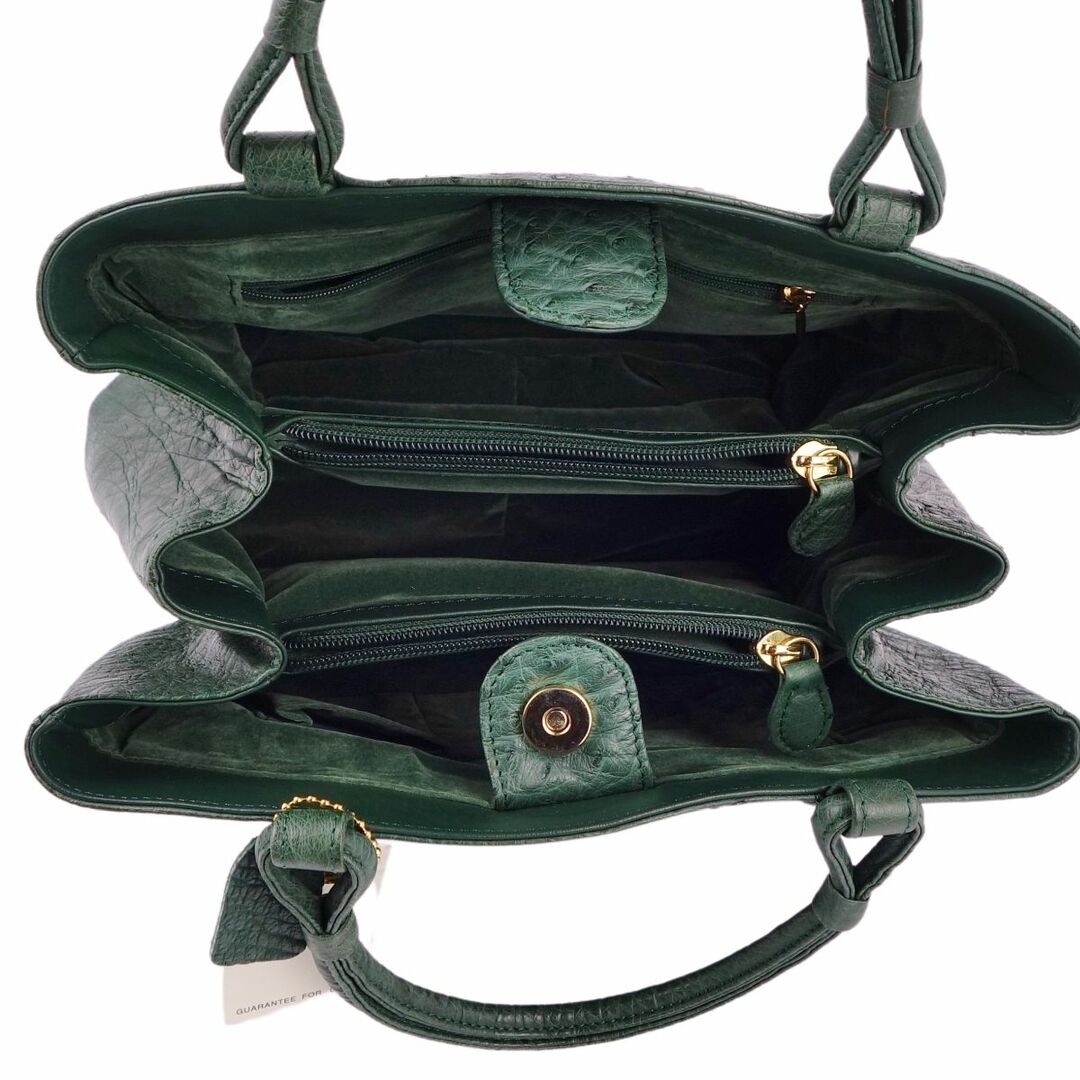 OSTRICH(オーストリッチ)の美品 オーストリッチ OSTRICH バッグ ハンドバッグ トートバッグ エキゾチックレザー 本革 カバン レディース グリーン レディースのバッグ(ハンドバッグ)の商品写真