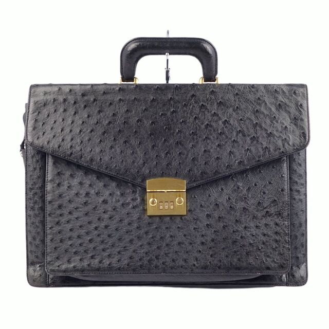 オーストリッチ OSTRICH バッグ ブリーフケース ビジネスバッグ 書類カバン エキゾチックレザー 本革 カバン メンズ ブラック