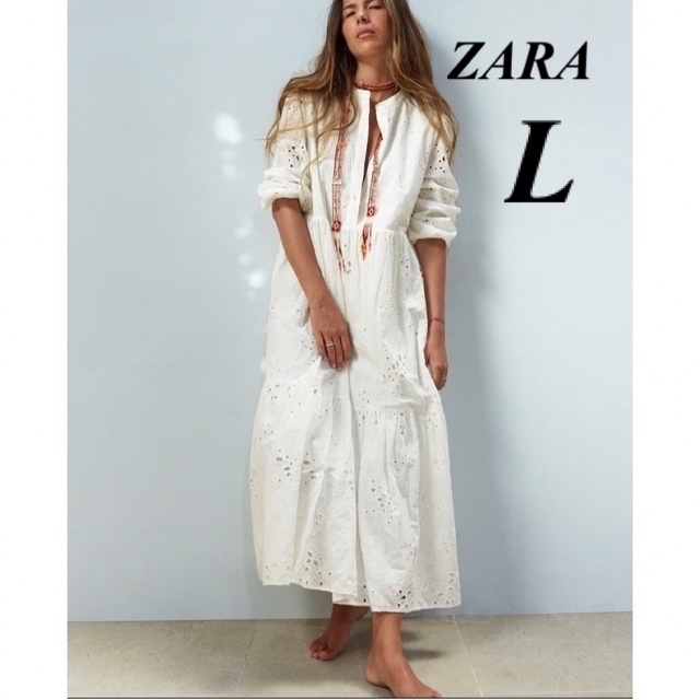 新品　ZARA  刺繍ワンピース　Lサイズ