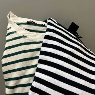 エイチアンドエム(H&M)のボーダーシャツ 2枚セット(Tシャツ/カットソー(七分/長袖))