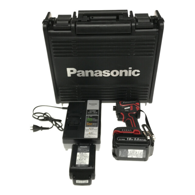 ☆比較的綺麗☆Panasonic パナソニック 18V 充電インパクトドライバー:EZ1PD1J18D-R バッテリー2個(EZ9L54) 充電器(EZ0L81) ケース付 64952