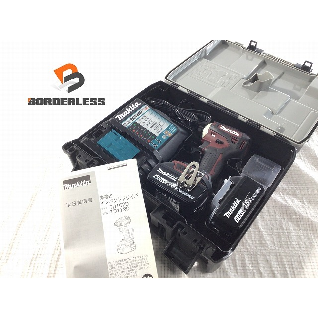 ☆未使用品☆ makita マキタ 18V 充電式インパクトドライバ TD172DGXAR 赤 オーセンティックレッド バッテリー2個 充電器+ケース 66249