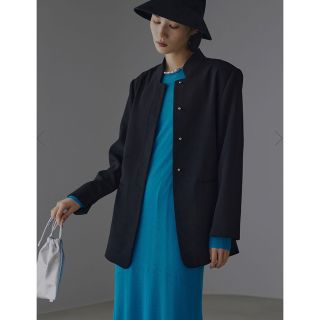 アメリヴィンテージ(Ameri VINTAGE)のameri / TWILL JACKET LIKE TOP ブラック(ノーカラージャケット)