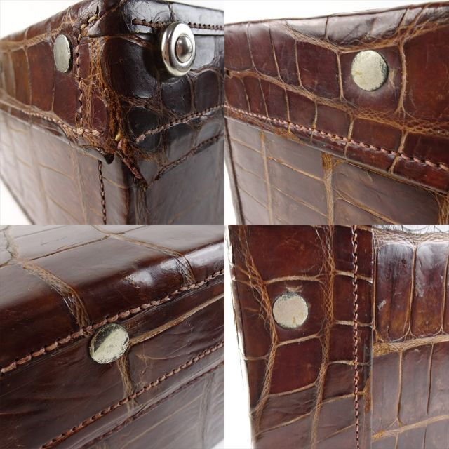 クロコダイルレザー トランクケース トラベルバッグ メンズ 茶 ブラウン 旅行 メンズのバッグ(トラベルバッグ/スーツケース)の商品写真