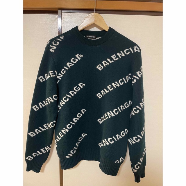 BALENCIAGA バレンシアガ ニット 総柄 グリーン XS 美品