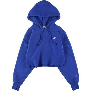 チャンピオン(Champion)の古着 チャンピオン Champion リバースウィーブ 復刻 単色タグ 裾カットオフ スウェットプルオーバーパーカー レディースS /eaa295196(トレーナー/スウェット)