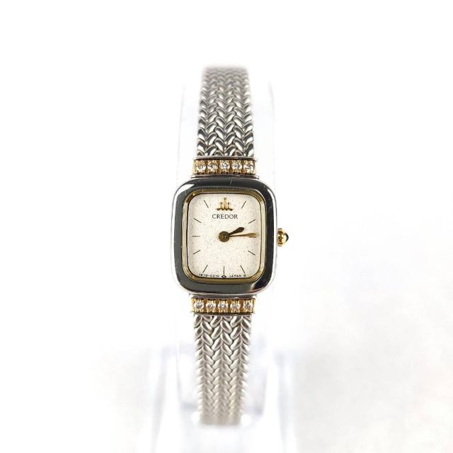 ☆【美品稼働品】セイコー Seiko クレドール SS×18KT スクエア 白