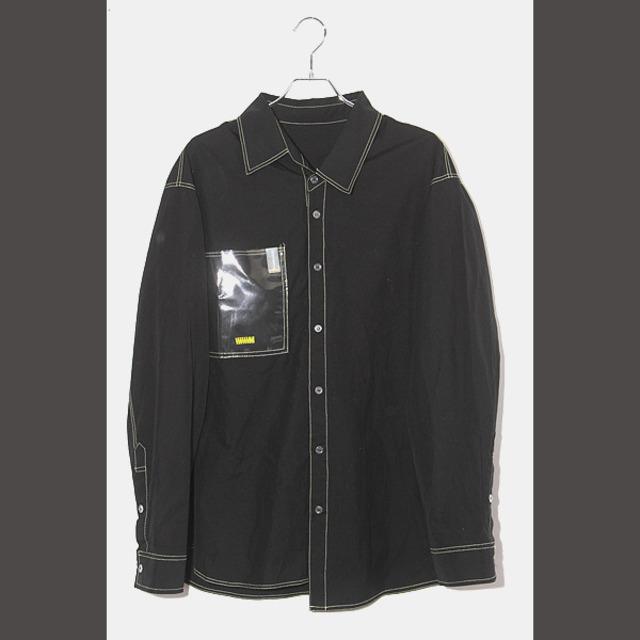 WWWM パッチポケット アシンメトリーシャツ 長袖シャツ XL ブラック /◆