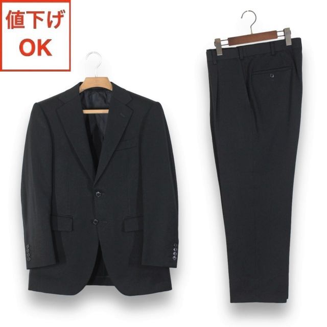 25【極美品】五大陸 スーツ A4 メンズ M ブラックフォーマル 黒