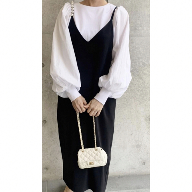 ananaアナナ⭐️ カットソー×布帛セットインボリューム袖TOPS⭐️グレー