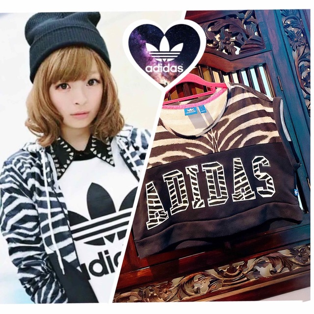 adidas(アディダス)のアディダス きゃりーぱみゅぱみゅ ゼブラ柄 Tシャツ ジャージ ヨガウェア レディースのトップス(Tシャツ(半袖/袖なし))の商品写真