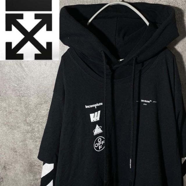 OFF-WHITE(オフホワイト)の[大人気]　オフホワイト　Tシャツ　パーカー　Tパカ　超ゆるだぼ　存在感◎ メンズのトップス(パーカー)の商品写真