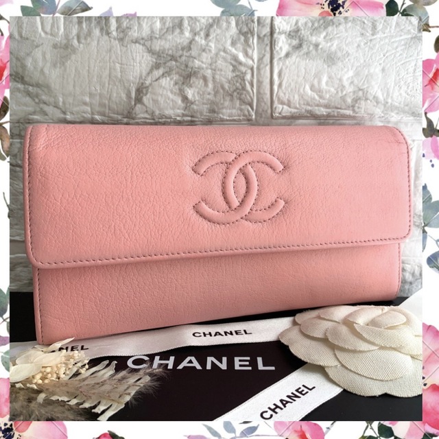 CHANEL(シャネル)の正規品★極美品 シャネル 長財布 デカココ ラムスキン ピンク フラップ レディースのファッション小物(財布)の商品写真