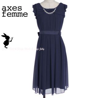 アクシーズファム(axes femme)のaxes femme Ａライン２WAYドレス 紺 ワンピース(ミディアムドレス)