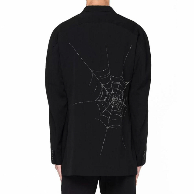 新品本物  - Yamamoto Yohji BLACK セットアップ 蜘蛛の巣 Yamamoto Yohji Scandal テーラードジャケット