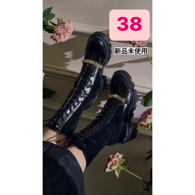 38】Crystal Lace-Up Ankle Boots ブーツ ラウンド 7791円引き
