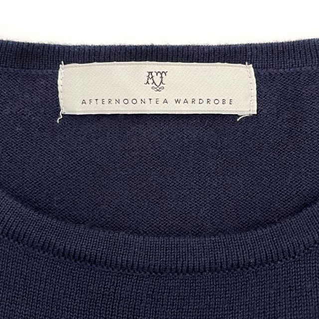 Afternoon Tea WARDROBE★ドット柄切替 長袖ニット セーター