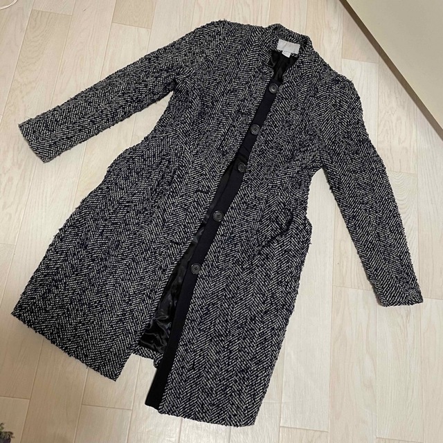 季節＊H&M ツイード コート 暖かいウール混紡 サイズ36 レディースのジャケット/アウター(ロングコート)の商品写真
