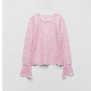 ザラ(ZARA)のZARA   レース付きニット  セーター　 Mサイズ　(ニット/セーター)