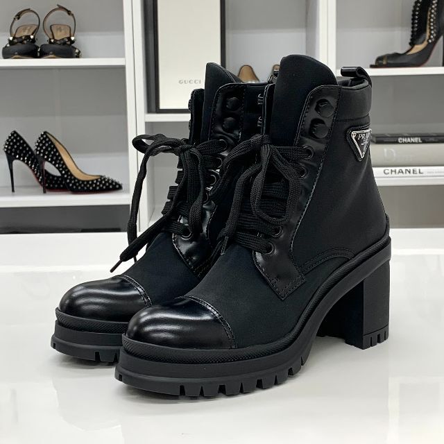 PRADA - 6053 未使用 プラダ ナイロン レザー レースアップ ショート