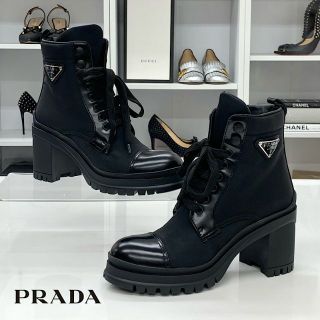 PRADA    未使用 プラダ ナイロン レザー レースアップ