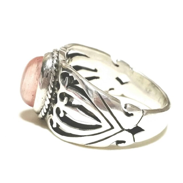 チェリークォーツ　シルバー925　オリエンタル　デザイン　シルバーリング　指輪 メンズのアクセサリー(リング(指輪))の商品写真